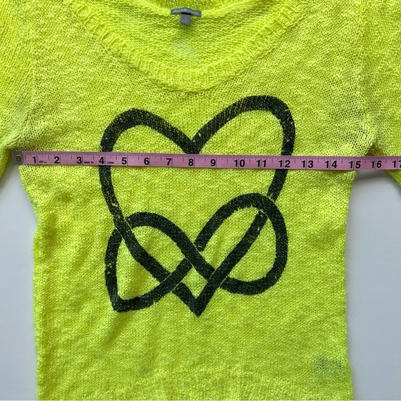 Charlotte Russe Neon Yellow Infinity Heart Sweater, Small - Picture 3 of 10